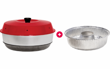 Omnia Campingbackofen 25 cm + 5 Aluformen mit Pappdeckel im Set - Auflauf- und Backformen