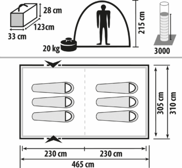 Berger Milano 6 Faltzelt für 6 Personen - 5-8 Personen Zelte