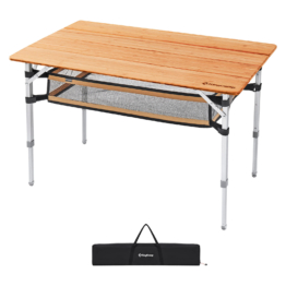 Campingtisch Bambus Camping Falttisch Klapptisch Alu Holz 3Höhen Verstellbar