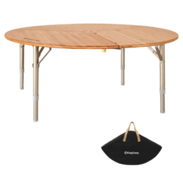 Campingtisch Bambus Camping Falttisch Klapptisch Rund Alu Holz Höhen Verstellbar