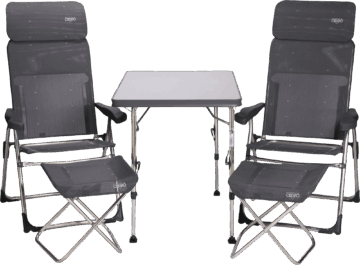 Crespo AL/213 CTR Tisch, 2 Stühle + 2 Beinauflagen - Klappstühle