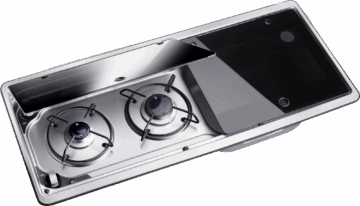 Dometic MO 9722R Kochfeld 2-flammig mit Glasdeckel 760 x 325 mm Spüle rechts - Koch-Spül-Kombinationen